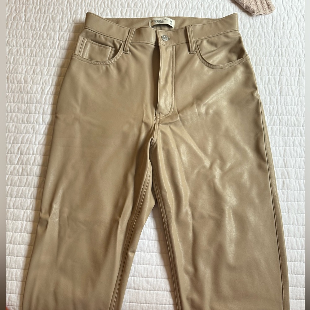 Cream/tan Abercrombie leather pants